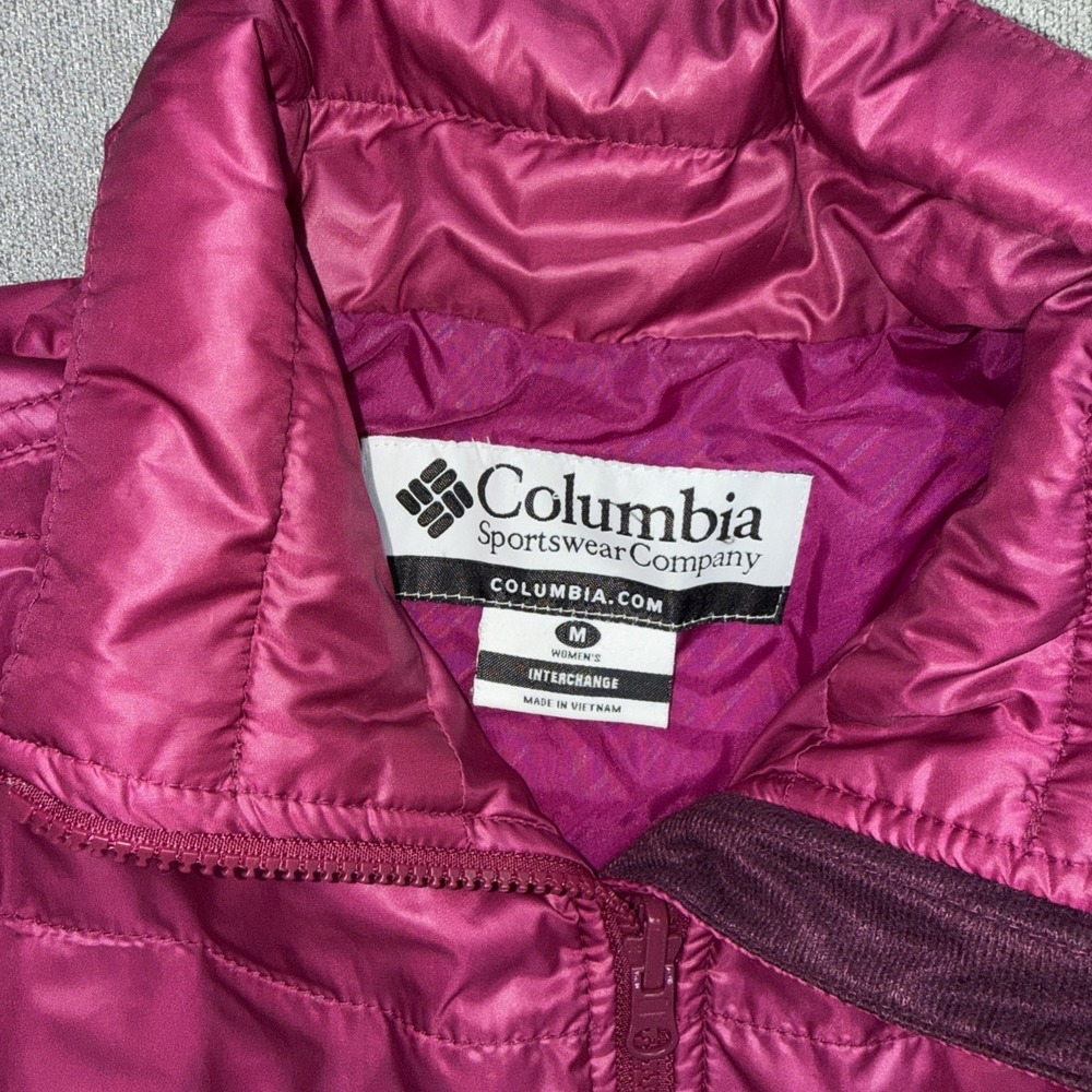 COLUMBIA Women's Interchange Puffer Jacket Coat Dark Pink Burgundy Size med - Picture 5 of 9